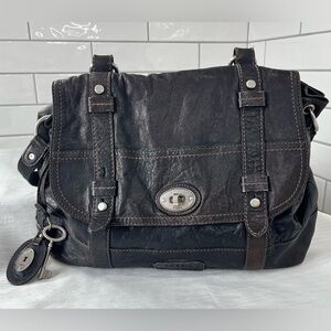 Fossil Brown Leather Messenger Bag